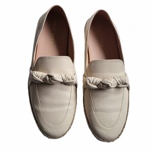 NWOT Cole Haan Beige Leather Knotted Espadrille Flats. Size 8B